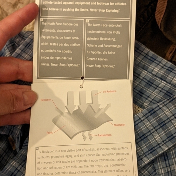 NWT The North Face Men's Blue Plaid Casual Button Up Shirt Medium UV Protection - Picture 9 of 9